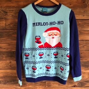 Cute Wine & Santa Christmas Sweater